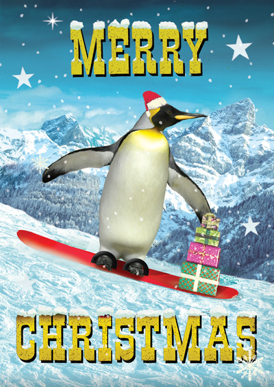Merry Christmas Penguin Pack of 5 Greeting Cards by Max Hernn